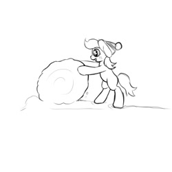 Size: 2000x2000 | Tagged: safe, artist:redquoz, oc, oc only, equine, semi-anthro, bipedal, female, female focus, filly, foal, freckles, high res, knit hat, side view, simple background, sketch, snow, snowball, solo, solo female, solo focus, white background, young