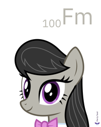Size: 4000x5000 | Tagged: safe, artist:parclytaxel, part of a set, octavia melody (mlp), earth pony, equine, fictional species, mammal, pony, feral, series:joycall6's periodic table, friendship is magic, hasbro, my little pony, .svg available, 100, absurd resolution, bow tie, bust, chemistry, clothes, female, fermium, looking at you, mare, on model, periodic table, portrait, simple background, smiling, solo, solo female, vector, white background