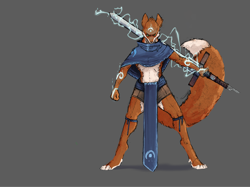 Size: 3990x2983 | Tagged: safe, artist:greyscaleart, canine, fox, mammal, anthro, female, high res, solo, solo female, sword, vixen, weapon