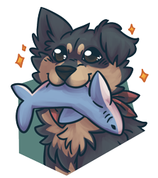 Size: 726x814 | Tagged: safe, artist:clefdesoll, canine, dog, fish, mammal, shark, feral, ambiguous gender, bandanna, clothes, cute, plushie, solo, solo ambiguous