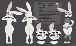 Size: 3408x2068 | Tagged: suggestive, artist:yitexity, oc, oc only, oc:texi (yitexity), lagomorph, mammal, rabbit, anthro, digitigrade anthro, 2020, belly button, bottomwear, bulge, butt, choker, clothes, color palette, colored sclera, complete nudity, crop top, cropped shirt, digital art, english text, eyelashes, eyeshadow, femboy, fluff, fur, gray background, hand on head, hand on hip, head fluff, high res, leg warmers, legwear, long ears, looking at you, makeup, male, midriff, nudity, one eye closed, open clothes, paws, pink body, purple eyes, reference sheet, short shorts, short tail, shorts, signature, simple background, solo, solo male, tail, teeth, toeless legwear, tongue, tongue out, topwear, underwear, white body, white fur, wide hips, yellow sclera