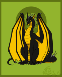 Size: 720x900 | Tagged: safe, artist:ostinlein, dragon, fictional species, western dragon, feral, 2d, 2d animation, ambiguous gender, animated, black body, cute, frame by frame, gif, green background, hiding, sharp teeth, shy, signature, simple background, solo, solo ambiguous, spines, teeth, webbed wings, wings, yellow body, yellow eyes