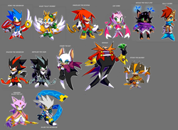 Size: 2862x2096 | Tagged: safe, artist:drawloverlala, amy rose (sonic), blaze the cat (sonic), doctor eggman (sonic), knuckles the echidna (sonic), mephiles the dark (sonic), miles "tails" prower (sonic), nicole the holo-lynx (sonic), princess sally acorn (sonic), rouge the bat (sonic), shadow the hedgehog (sonic), silver the hedgehog (sonic), sonic the hedgehog (sonic), sticks the badger (sonic), badger, bat, canine, cat, chipmunk, echidna, feline, fox, hedgehog, human, lynx, mammal, monotreme, mustelid, red fox, rodent, anthro, sonic skyline au, archie sonic the hedgehog, sega, sonic boom (series), sonic the hedgehog (2006 game), sonic the hedgehog (series), 2015, alternate universe, chaos emerald, dipstick tail, facial markings, female, fluff, fur, gray background, group, high res, hologram, large group, lavender fur, lavender tail, male, multiple tails, orange tail, quills, red tail, redesign, simple background, tail, tail fluff, two tails, white tail