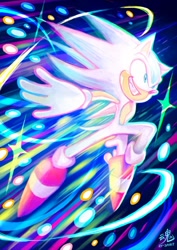 Size: 600x849 | Tagged: safe, artist:ry-spirit, sonic the hedgehog (sonic), hedgehog, mammal, anthro, cc by-nc-nd, creative commons, sega, sonic the hedgehog (series), 2020, color porn, hyper sonic, male, quills, signature, solo, solo male