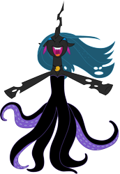 Size: 1001x1456 | Tagged: safe, artist:cloudyglow, queen chrysalis (mlp), ursula (the little mermaid), arthropod, changeling, changeling queen, equine, fictional species, mollusk, octopus, semi-anthro, disney, friendship is magic, hasbro, my little pony, the little mermaid (disney), cecaelia, cosplay, crossover, female, on model, solo, solo female, tentacles