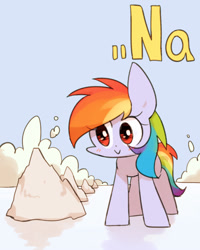Size: 800x1000 | Tagged: safe, artist:joycall6, part of a set, rainbow dash (mlp), equine, fictional species, mammal, pegasus, pony, feral, series:joycall6's periodic table, friendship is magic, hasbro, my little pony, blushing, chemistry, cute, female, mare, natrium, periodic table, salt, sodium, solo, solo female