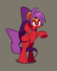 Size: 1280x1600 | Tagged: safe, artist:ponidoodles, shantae (shantae), equine, fictional species, genie, genie pony, mammal, pony, feral, friendship is magic, hasbro, my little pony, shantae (series), crossover, female, feralized, fur, furrified, hair, mare, ponified, purple hair, red fur, solo, solo female, species swap