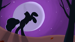 Size: 1280x720 | Tagged: safe, artist:redquoz, equine, mammal, pony, feral, friendship is magic, hasbro, my little pony, 16:9, female, headless, headless horse (mlp), mare, moon, night, paintstorm studio, rearing, shadow, silhouette, solo, solo female, tree