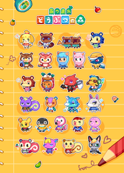 Size: 408x568 | Tagged: safe, artist:chansui, blathers (animal crossing), cally (animal crossing), celeste (animal crossing), chadder (animal crossing), cube (animal crossing), cyrus (animal crossing), daisy mae (animal crossing), fang (animal crossing), flick (animal crossing), flora (animal crossing), fuchsia (animal crossing), isabelle (animal crossing), julian (animal crossing), kicks (animal crossing), mabel (animal crossing), marina (animal crossing), poppy (animal crossing), raymond (animal crossing), reese (animal crossing), sable (animal crossing), static (animal crossing), stitches (animal crossing), timmy nook (animal crossing), tom nook (animal crossing), tommy nook (animal crossing), wilbur (animal crossing), zucker (animal crossing), alpaca, animate object, bear, bird, bird of prey, boar, canine, cat, cervid, chameleon, deer, dodo, dog, equine, feline, fictional species, flamingo, hedgehog, horse, living plushie, lizard, mammal, mollusk, mouse, octopus, owl, penguin, raccoon dog, reptile, rodent, skunk, squirrel, suid, unicorn, wolf, anthro, plantigrade anthro, unguligrade anthro, animal crossing, animal crossing: new horizons, nintendo, 2020, camelid, child, cute, female, group, hooves, large group, low res, male, pixel art, plushie, quills, tentacles, ungulate, young