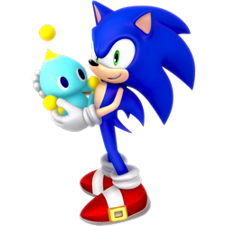 Size: 2449x2449 | Tagged: safe, artist:nibroc-rock, sonic the hedgehog (sonic), chao, fictional species, hedgehog, mammal, anthro, plantigrade anthro, semi-anthro, sega, sonic the hedgehog (series), 2019, 3d, ambiguous gender, duo, high res, male, quills
