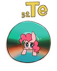 Size: 800x1000 | Tagged: safe, artist:joycall6, part of a set, pinkie pie (mlp), earth pony, equine, fictional species, mammal, pony, feral, series:joycall6's periodic table, friendship is magic, hasbro, my little pony, blushing, cd, chemistry, cute, female, looking at you, mare, periodic table, simple background, solo, solo female, tellurium, white background