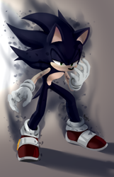 Size: 1051x1629 | Tagged: safe, artist:myly14, sonic the hedgehog (sonic), hedgehog, mammal, anthro, sega, sonic the hedgehog (series), sonic x, 2014, dark sonic, male, quills, solo, solo male