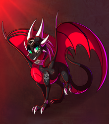 Size: 2250x2560 | Tagged: safe, artist:plaguedogs123, cynder the dragon (spyro), dragon, fictional species, western dragon, feral, spyro the dragon (series), the legend of spyro, 2d, black body, dragoness, female, front view, high res, solo, solo female, three-quarter view