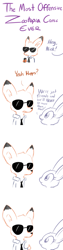 Size: 657x2628 | Tagged: safe, artist:tjpones, judy hopps (zootopia), nick wilde (zootopia), canine, fox, lagomorph, mammal, rabbit, anthro, disney, zootopia, cell phone, clothes, comic, dialogue, duo, ear fluff, fluff, glasses, head fluff, holding object, necktie, open mouth, phone, shirt, smartphone, smiling, sunglasses, talking, teeth, text, thumbs up, topwear