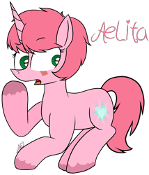 Size: 1873x2187 | Tagged: safe, artist:muhammad yunus, furbooru exclusive, aelita (code lyoko), equine, fictional species, mammal, pony, unicorn, feral, code lyoko, friendship is magic, hasbro, my little pony, base used, crossover, female, feralized, furrified, hair, heart, looking at you, mare, open mouth, pink body, pink hair, ponified, simple background, solo, solo female, species swap, transparent background