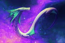 Size: 1920x1285 | Tagged: safe, artist:neotheta, dragon, eastern dragon, fictional species, reptile, scaled dragon, feral, abstract background, ambiguous gender, horn ring, horns, ring