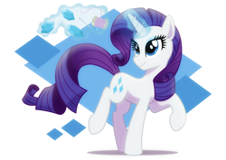 Size: 2800x1980 | Tagged: safe, artist:whitequartztheartist, rarity (mlp), equine, fictional species, mammal, pony, unicorn, feral, friendship is magic, hasbro, my little pony, 2021, eyeshadow, female, glowing, glowing horn, high res, horn, makeup, mare, smiling, solo, solo female, tail, telekinesis