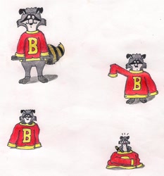 Size: 1123x1205 | Tagged: safe, artist:brubadger, bert raccoon (the raccoons), anthro, the raccoons (series), male, shrinking