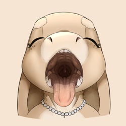 Size: 2048x2048 | Tagged: suggestive, artist:danartnsfw, lagomorph, mammal, rabbit, anthro, bust, eyes closed, female, high res, jewelry, mawshot, necklace, open mouth, solo, solo female, tongue, tongue out, uvula