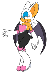Size: 1294x1846 | Tagged: safe, artist:sparkyspawnoffire, rouge the bat (sonic), bat, mammal, anthro, sega, sonic the hedgehog (series), 2016, bat wings, breasts, clothes, eyelashes, eyeshadow, female, gloves, makeup, side view, simple background, solo, solo female, transparent background, webbed wings, wings