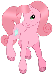 Size: 995x1383 | Tagged: safe, artist:muhammad yunus, aelita (code lyoko), earth pony, equine, fictional species, mammal, pony, feral, code lyoko, hasbro, my little pony, base used, crossover, cute, cutie mark, fanart, female, feralized, furrified, green eyes, hair, looking at you, mare, my little pony (g2), no background, open mouth, pink body, pink hair, ponified, simple background, solo, solo female, transparent background