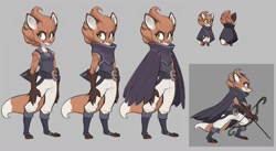 Size: 1172x640 | Tagged: safe, artist:elranno, canine, fox, mammal, anthro, plantigrade anthro, rivals of aether, 2021, arrow, belt, bow (weapon), brown body, brown fur, clothes, digital art, female, fleet the fox (rivals of aether), fur, green eyes, multicolored fur, orange body, orange fur, quiver, smiling, tail, vixen, weapon