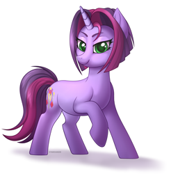Size: 3211x3260 | Tagged: safe, artist:starshade, oc, oc only, oc:twilight garrison, equine, fictional species, mammal, pony, unicorn, feral, hasbro, my little pony, commission, female, heart, heart eyes, high res, mare, simple background, solo, solo female, sparkly eyes, white background, wingding eyes