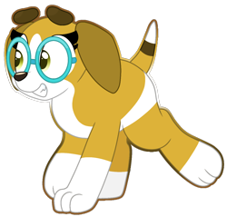 Size: 1238x1182 | Tagged: safe, artist:rainbow eevee, honey (bluey), beagle, canine, dog, mammal, feral, bluey (series), 2d, brown body, brown fur, female, feralized, front view, fur, glasses, meganekko, outline, puppy, round glasses, simple background, solo, solo female, three-quarter view, transparent background, white body, white fur, young