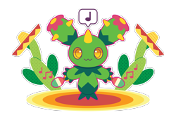 Size: 2738x1872 | Tagged: safe, artist:itachi-roxas, animate plant, fictional species, maractus, feral, nintendo, pokémon, :3, ambiguous gender, cactus, flower, holding object, looking at you, maracas, musical instrument, musical note, simple background, smiling, solo, solo ambiguous, thorns, transparent background