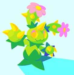Size: 798x816 | Tagged: safe, artist:cinnasaur, animate plant, fictional species, maractus, feral, nintendo, pokémon, :3, ambiguous gender, cactus, cyan background, flower, looking at you, smiling, solo, solo ambiguous, thorns