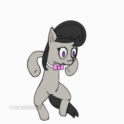 Size: 500x500 | Tagged: safe, artist:mranthony2, octavia melody (mlp), earth pony, equine, fictional species, mammal, pony, feral, friendship is magic, hasbro, henry stickmin, my little pony, 2d, 2d animation, animated, bipedal, bow, bow tie, clapping, clothes, crossover, cute, dancing, distraction dance, female, frame by frame, gif, low res, meme, simple background, smiling, solo, solo female, standing on two hooves, watermark, white background