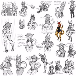 Size: 2962x2978 | Tagged: safe, artist:jeronmuhad, oc, oc only, oc:chelsey, big cat, feline, leopard, mammal, anthro, digitigrade anthro, bottomwear, bra, breasts, butt, clothes, dialogue, eyes closed, heart, high res, legwear, leotard, looking at you, panties, shorts, shower, sketch, smiling, solo focus, talking, thigh highs, toeless legwear, underwear