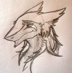 Size: 1269x1280 | Tagged: safe, artist:sealer4258, oc, oc only, fictional species, mammal, sergal, anthro, bust, male, portrait, sketch, smiling, solo, solo male, traditional art