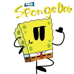 Size: 1000x1000 | Tagged: safe, artist:pocoyothefuckinmemer, spongebob (spongebob), sponge (species), anthro, nickelodeon, spongebob squarepants (series), 2020, male, simple background, solo, solo male, text, white background