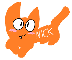Size: 576x481 | Tagged: safe, artist:pocoyo450, oc, oc only, oc:nick (pocoyo450), cat, feline, mammal, feral, nick jr., nickelodeon, 2020, ambiguous gender, fangs, fur, looking at you, sharp teeth, simple background, solo, solo ambiguous, teeth, white background