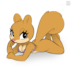 Size: 800x800 | Tagged: suggestive, artist:xylas, sandy cheeks (spongebob), mammal, rodent, squirrel, anthro, nickelodeon, spongebob squarepants (series), bottomless, bra, breasts, clothes, female, nudity, partial nudity, solo, solo female, underwear
