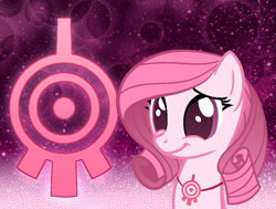 Size: 1095x827 | Tagged: safe, artist:muhammad yunus, oc, oc only, oc:annisa trihapsari, earth pony, equine, fictional species, mammal, pony, ambiguous form, code lyoko, friendship is magic, hasbro, my little pony, abstract background, base used, bust, crossover, cute, derpibooru, female, hair, mare, ocbetes, pink, pink body, pink hair, smiling, solo, solo female