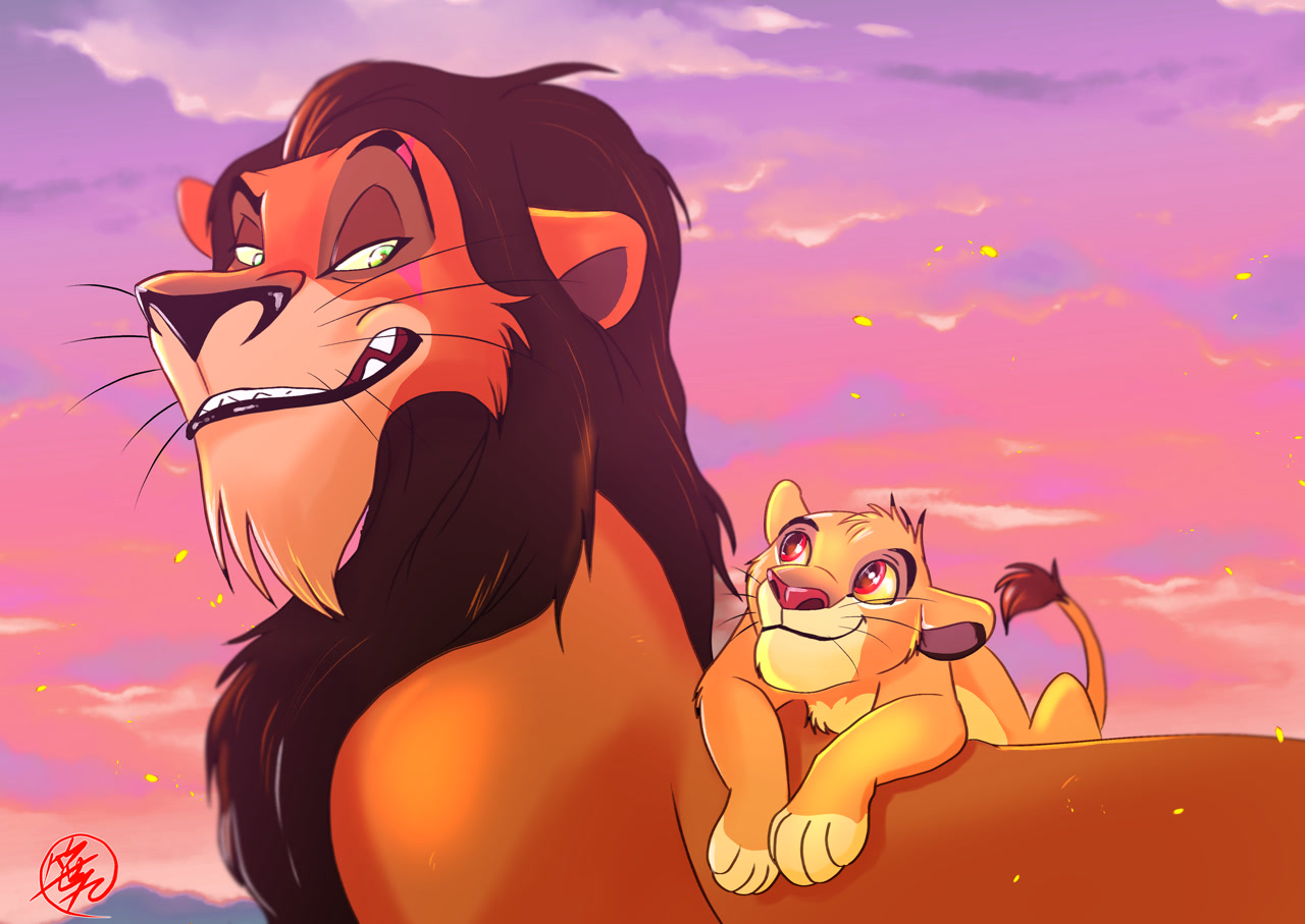 scar (the lion king), simba (the lion king), big cat, feline, lion...