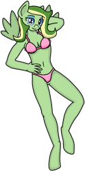 Size: 553x1116 | Tagged: suggestive, artist:didgereethebrony, oc, oc only, oc:boomerang beauty, equine, mammal, pony, anthro, unguligrade anthro, friendship is magic, hasbro, my little pony, trace, anthrofied, base used, belly button, bikini, breasts, clothes, eyeshadow, female, hooves, makeup, simple background, solo, solo female, swimsuit, transparent background