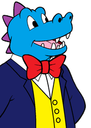 Size: 558x780 | Tagged: safe, artist:disneymarvel96, edit, ord (dragon tales), dragon, fictional species, western dragon, semi-anthro, dragon tales, pbs, alternate colors, alternate design, base used, blue scales, bow, bow tie, clothes, color edit, formal outfit, formal wear, male, scales, simple background, solo, solo male, suit, tuxedo, white background