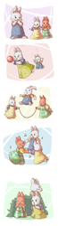 Size: 2480x9507 | Tagged: safe, artist:skolaztika, max (max & ruby), ruby (max & ruby), lagomorph, mammal, rabbit, anthro, max & ruby, nickelodeon, absurd resolution, female, height reduction, louise (max & ruby), male, playing
