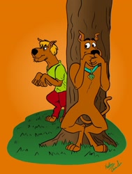 Size: 1724x2286 | Tagged: safe, artist:kitikatrina, scooby-doo (scooby-doo), shaggy norville rogers (scooby-doo), canine, dog, great dane, mammal, anthro, feral, hanna-barbera, scooby-doo (franchise), duo, duo male, male, males only, scoobified, species swap