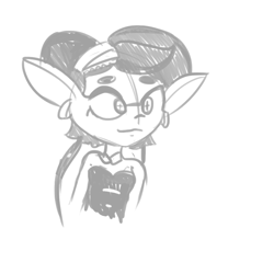 Size: 792x792 | Tagged: safe, artist:tjpones, callie (splatoon), animal humanoid, fictional species, mammal, mollusk, squid, humanoid, nintendo, splatoon, bust, clothes, ear piercing, earring, female, grayscale, monochrome, piercing, pointy ears, simple background, solo, solo female, tentacle hair, tentacles, white background