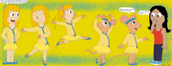 Size: 3628x1388 | Tagged: safe, artist:justinanddennis, human, mammal, mouse, rodent, anthro, humanoid, angelina ballerina (series), angelina ballerina: the next steps, female, gracie (angelina ballerina), transformation, transformation sequence, transgender