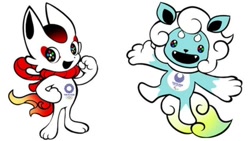 Size: 640x360 | Tagged: safe, canine, fox, mammal, duo, low res, mascot, olympics, tokyo