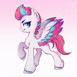 Size: 2508x2508 | Tagged: safe, artist:sakuro24, zipp storm (mlp), equine, fictional species, mammal, pegasus, pony, feral, hasbro, my little pony, my little pony g5, spoiler:my little pony g5, 2021, colored wingtips, eyelashes, feathered wings, feathers, female, high res, hooves, mare, smiling, solo, solo female, unshorn fetlocks, wings