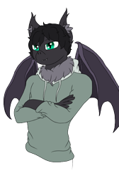 Size: 474x706 | Tagged: safe, artist:sajimex, oc, oc only, oc:soundwave, bat, mammal, anthro, male, simple background, solo, solo male, transparent background