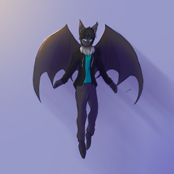 Size: 2048x2048 | Tagged: safe, artist:wingtip, oc, oc only, oc:soundwave, bat, mammal, anthro, clothes, high res, male, solo, solo male