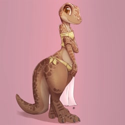 Size: 2500x2500 | Tagged: safe, artist:louart, lizard, reptile, anthro, bikini, clothes, female, high res, solo, solo female, swimsuit, tail, thick thighs, thighs, wide hips