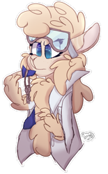 Size: 1931x3105 | Tagged: safe, artist:tizhonolulu, oc, oc only, llama, mammal, anthro, camelid, double outline, female, scientist, solo, solo female